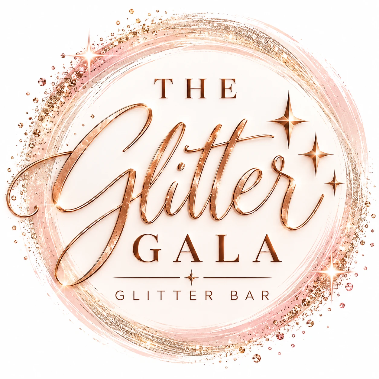 The Glitter Gala glitter bar rose gold logo