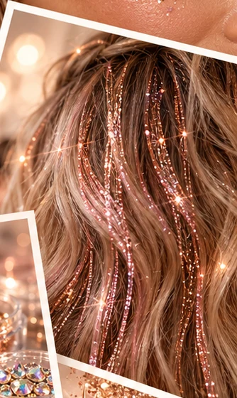 Illustration of shimmering strands of hair tinsel